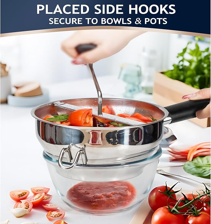 Stainless Steel Food Mills With 3 Milling Discs,Ergonomic design Of Rotary Food Mills For Tomato Sauce,Potatoes,Jams with Silicone Handle Dishwasher Safe, Multifunctional Spoon,Orange