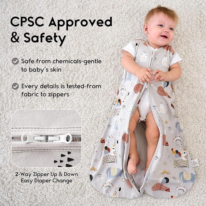 Yoofoss Baby Sleep Sack 6-12 Months 0.5 Tog Wearable Blanket for Baby, 3 Pack 100% Organic Cotton Infant Toddler Sleeping Sack 2-Way Zipper Lightweight Sleep Sack