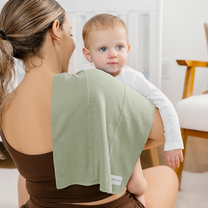 Comfy Cubs Baby Burp Cloths Set (Pack of 6) - Large, 6-Layer, Ultra Absorbent 100% Cotton for Infant Spit-Up, Drool, and Messes - Soft, Gentle, Thoughtful New Born Baby Gifts, Sage