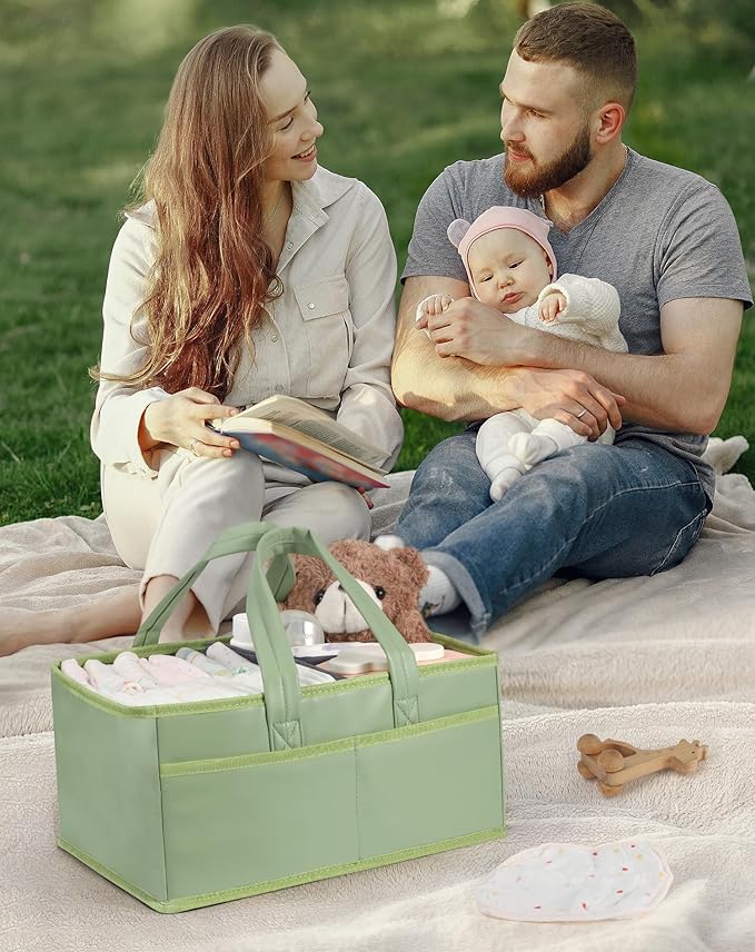 URMYWO Diaper Caddy Organizer - Waterproof Baby Diaper Caddy with Handle,Portable Nursery Organizer Storage Basket for Newborn Essentials, Baby Registry Must Have Shower Gift for Home and Travel, PU