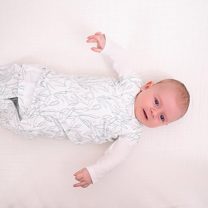 HALO 100% Cotton Sleepsack Swaddle, 3-Way Adjustable Wearable Blanket, TOG 1.5, Leaves, Newborn, 0-3 Months