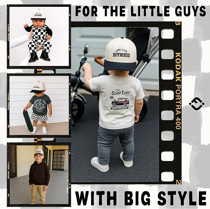 Funky Junque Premium Kids Trucker Hat Vintage Snapback Baseball Cap - Toddler Designs, Infant Sizes