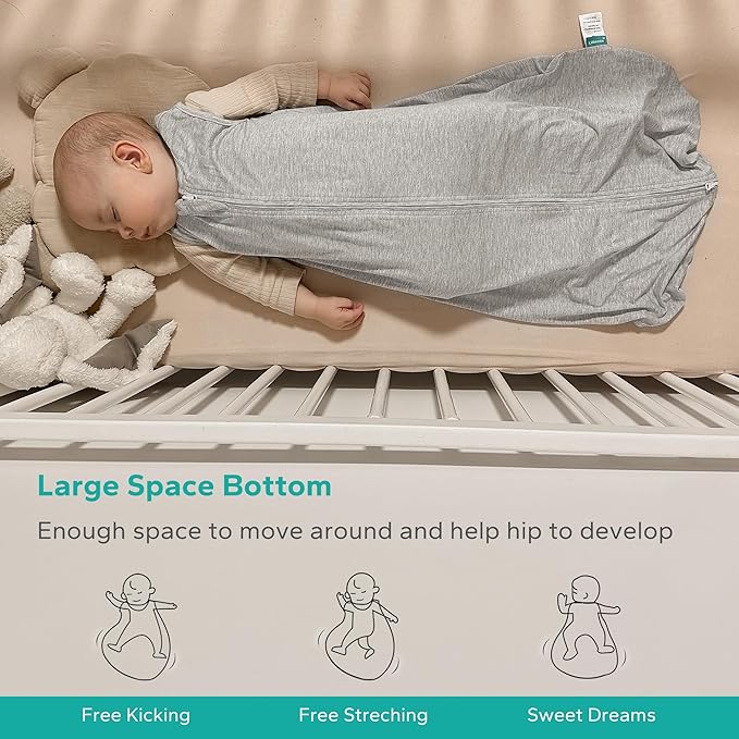 Rayon Made from Bamboo Sleep Sack, 0.5 TOG Wearable Blanket Baby, Sleep Sack 12-18 Months for Spring and Summer, Grey