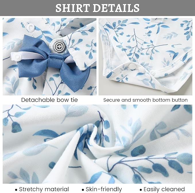 SANMIO Baby Boy Clothes Suits Infant Gentleman Outfit Collared Dress Shirt+Vest+Tie+Corsage+Pants 5Pcs Baby Suit Sets