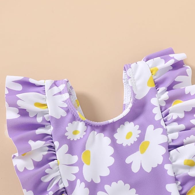 Newborn Baby Girl Ruffle Swimsuit Infant Toddler One Piece Floral Bikini Beach Bathing Swimwear Set