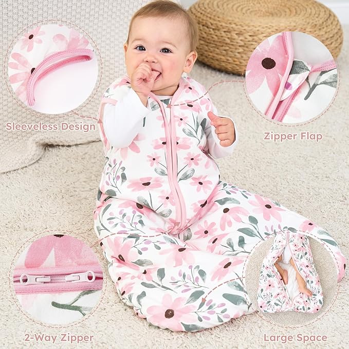 Yoofoss Baby Sleep Sack 6-12 Months, TOG 2.5 Baby Wearable Blanket with 2-Way Zipper, 100% Organic Cotton Fabric Winter Newborn Sleeping sack, Warm Soft Comfy(Medium)