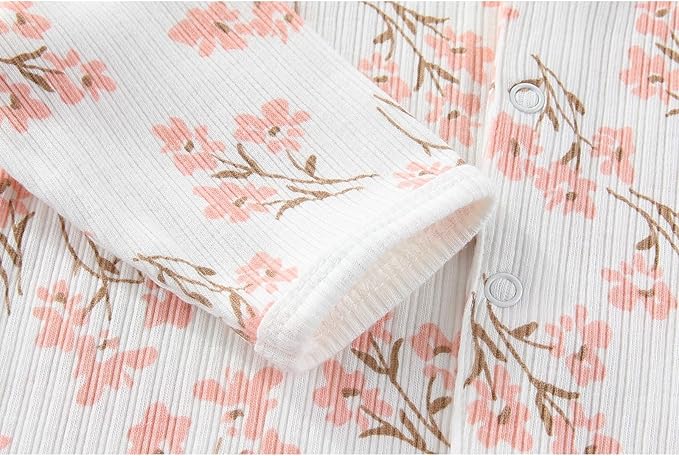 Fashion Baby Boy Girl Clothing Set Cotton Soft 3-Piece Long Sleeve Button Rompers 5-Pack Hats&Gloves Infant Clothes