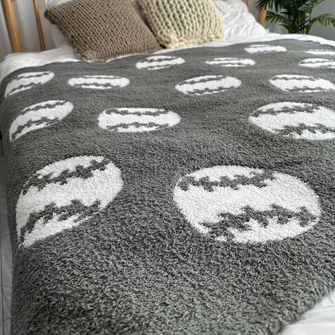 Cozy Baseball Pattern Blanket Perfect Lightweight Bedding for Adults, Soft, Warm, and Plush Soccer Sports Blanket Great for Bed Sofa (Baseball-Dark Grey, 50"x60")