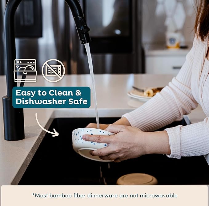 Nook Theory 4 Pack Bamboo Bowls - 22 Oz Reusable Bowl, Dishwasher Safe - Not Microwavable Bamboo Dishes (Rainbow)