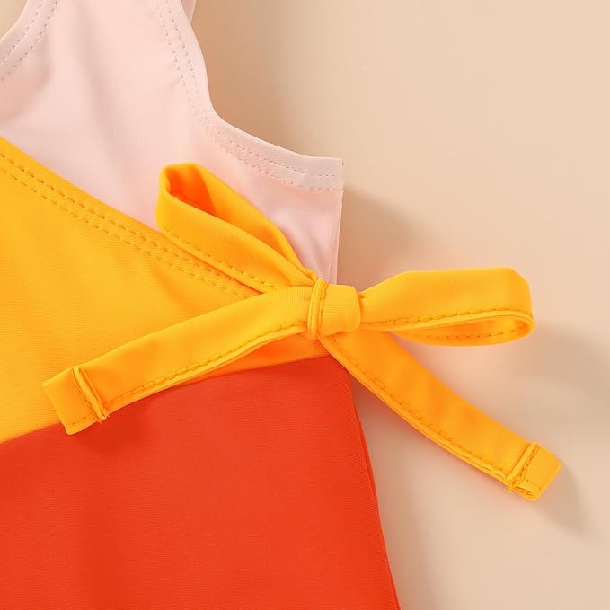 Happy Town Toddler Swimsuit Girl One Piece Bathing Suit Color Block Swimwear Baby Summer Beach Wear