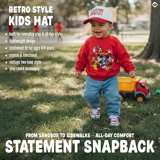 Funky Junque Premium Kids Trucker Hat Vintage Snapback Baseball Cap - Toddler Designs, Infant Sizes