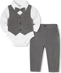 Baby Boy Clothes Suits Infant Gentleman Wedding Outfit Formal Dress Shirt Vest Bowtie Pants 4Pcs Baby Suit Sets