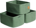 NaturalCozy Storage Baskets 16.8”x13”x7.6” Cotton Rope Woven Baskets for Organizing 3-Pack | Toy Storage Bins | Basket for Shelves, Laundry, Blanket, Clothes, Closet, Kitchen, Bathroom, Gifts