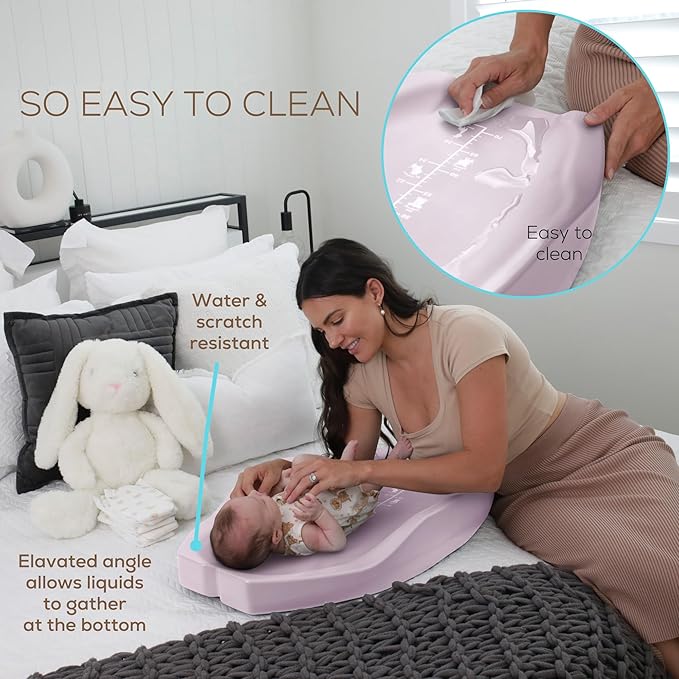 Apricity Baby Diaper Changing Pad – Waterproof Wipe-Clean Foam Changing Mat with Raised Sides, Non-Slip Base & Portable Design, Extra-Large 31.5” × 19.7” for Newborn to Toddler (Pink)