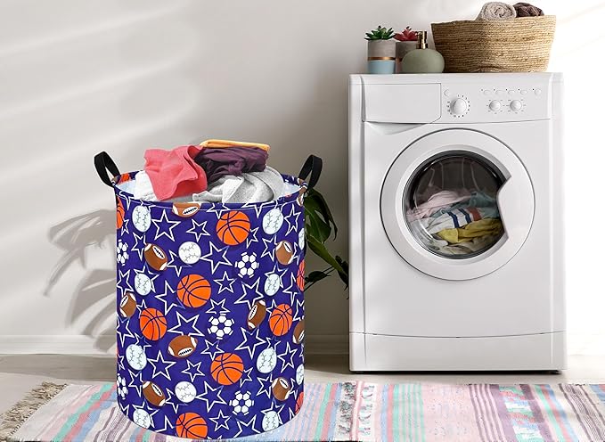 Round Laundry Hamper Storage Basket Laundry Organizer Hamper Storage Bins Clothes and Toys Box Nursery Hamper Gift Basket For Kids with Handles