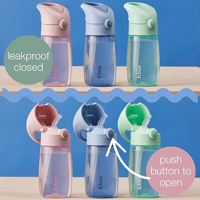 b.box 13 oz Drink Bottle Jnr - Leakproof Water Bottle for Kids & Toddlers, Easy Clean, Dishwasher Safe, BPA Free, Ideal for School, Home & Travel (Blush Crush, 13 oz)