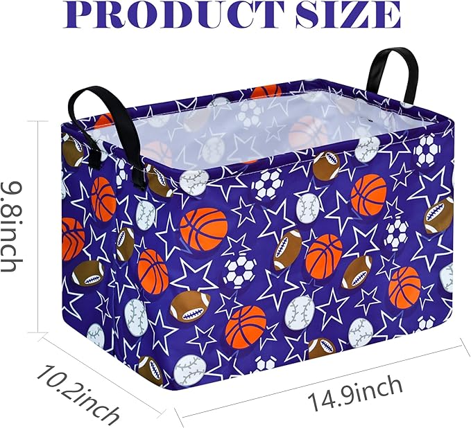 Rectangle Balls Pattern Kids Gift Storage Shelf Organizer Box Clothes Laundry Hamper Toys Nursery Baby Laundry Basket with Handles