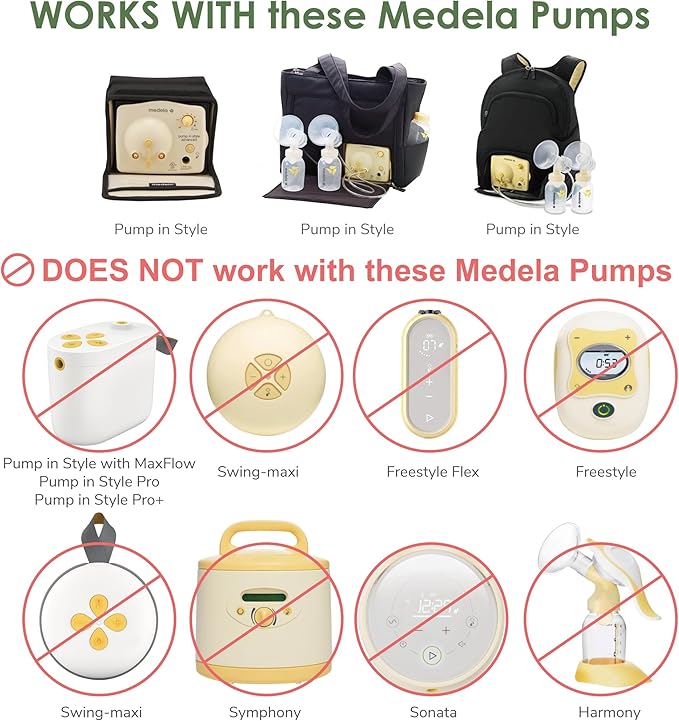Maymom Breast Pump Kit Compatible with Medela Pump in Style Advanced Pump; 2xTwo-Piece 24mm Breastshield, 2 Valve, 4 Membrane, 2 Replacement Tubing; Replacement Part for Medela Shield, Valve