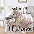 Just A Girl Who Loves Horses Blanket for Adults,Flowers Animals Throw Blanket for Girls Boys Lightweight Cute Horse Soft Cozy Flannel Blanket for Kids 90 * 120 Inches