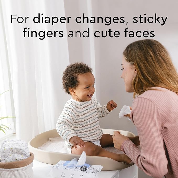 LILLYDOO Baby Wipes with 99% Water – Unscented, Hypoallergenic, Plant-Based, Strong & Plastic-Free, Compostable, 8 resealable Packs x 72 (576 Wipes Total)