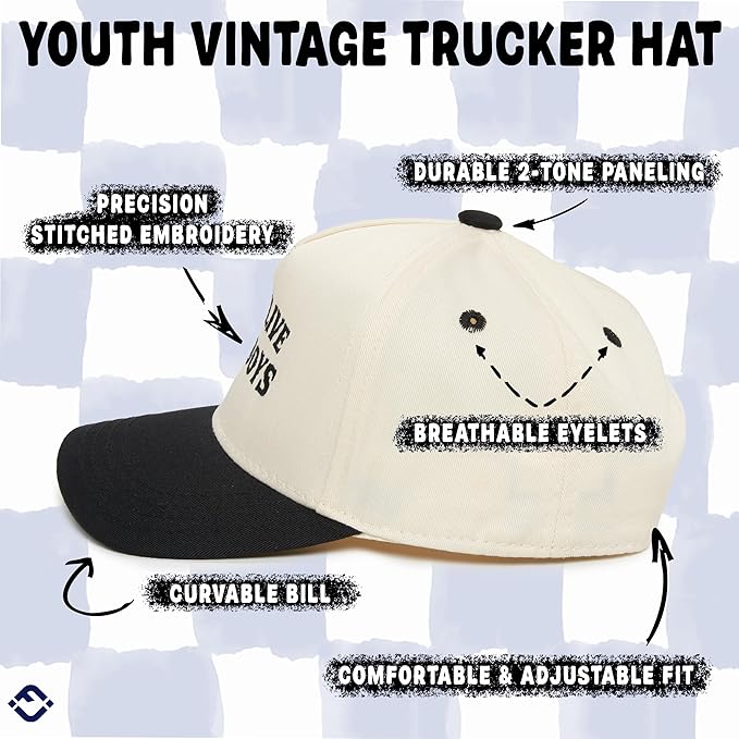 Funky Junque Premium Kids Trucker Hat Vintage Snapback Baseball Cap - Toddler Designs, Infant Sizes