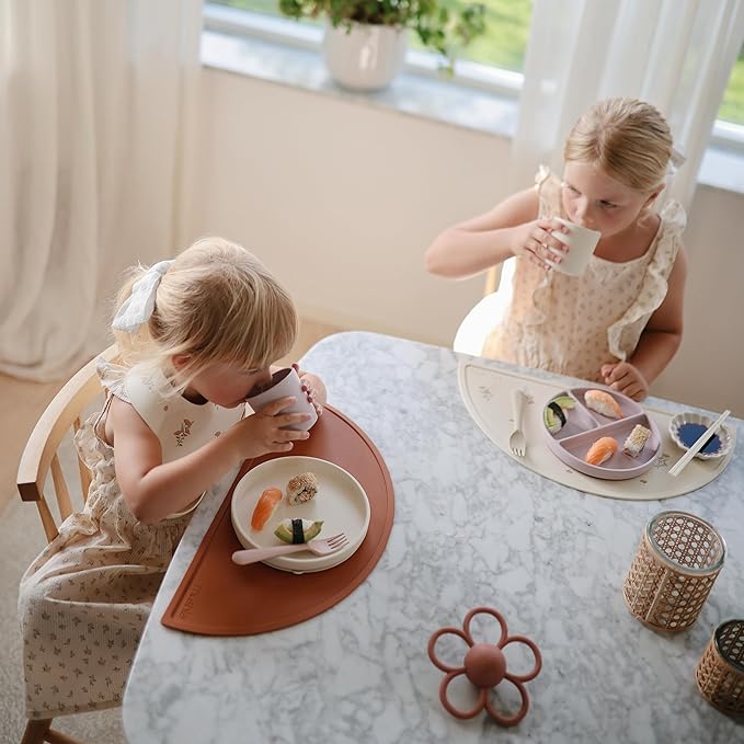 mushie Silicone Placemat for Kids | BPA-Free Non-Slip Design (Sun Orange)