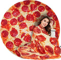 Lhedon Pizza Blanket Adult Size, Blankets Queen Size, 80 Inches Round Pepperoni Pizza Food Blanket, Funny Gift for Women Men, Flannel Blanket for Bed Office Travel