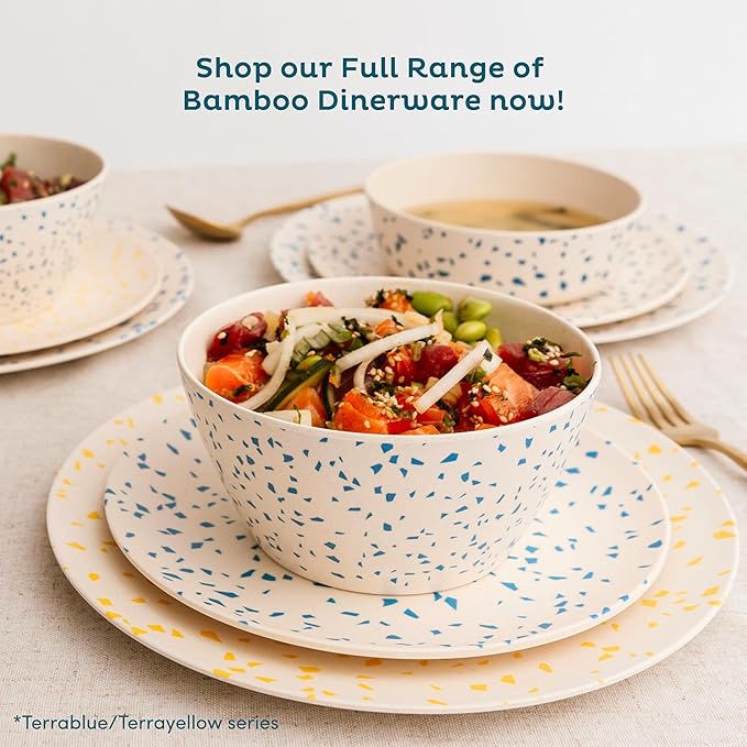 Nook Theory 4 Pack Bamboo Bowls - 22 Oz Reusable Bowl, Dishwasher Safe - Not Microwavable Bamboo Dishes (Vroom)