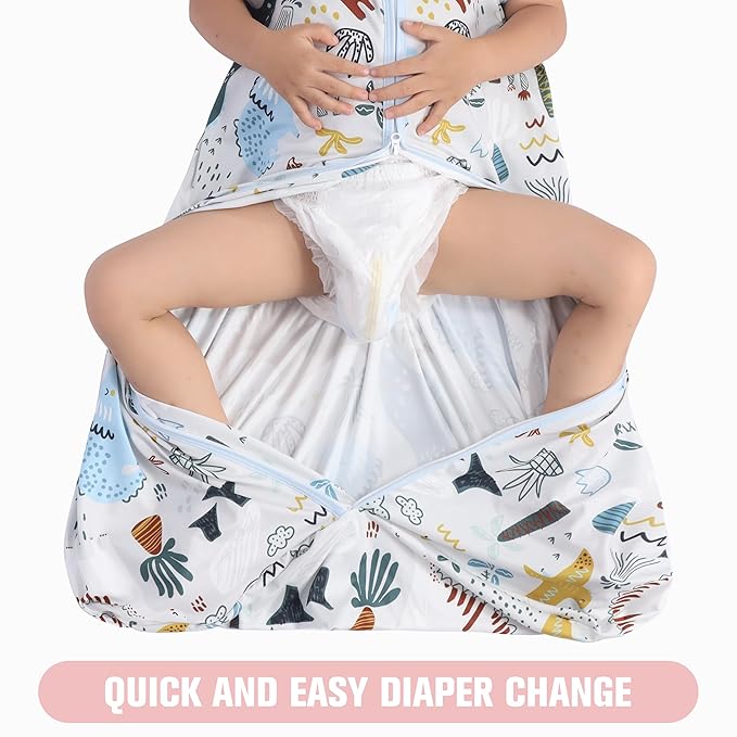 Baby Sleep Sack 18-24 Months 3 Pack Baby Wearable Blanket 100% Rayon Cotton 2-Way Zipper Toddler Sleeping Sack .Comfy Soft Lightweight TOG 0.3 (Elephant&Dinosaur&Hexagon,)