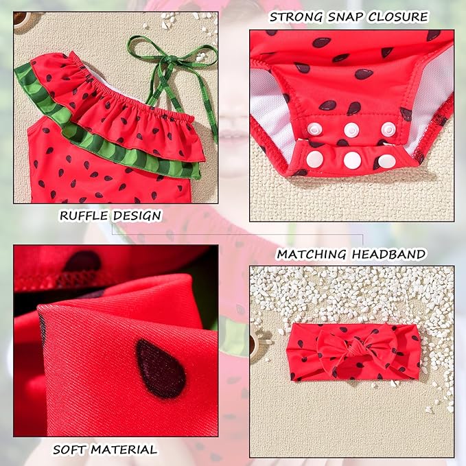 Toddler Baby Girls Ruffles Bikini One Piece Swimsuits Floral Off Shoulder Swimwear Beach Bathing Suit