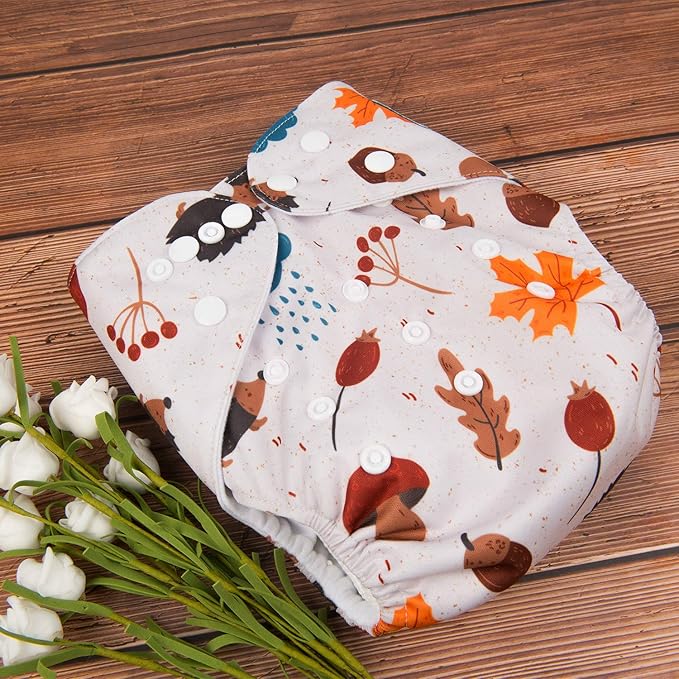 babygoal Reusable Cloth Diapers 6 Pack+10pcs Inserts, One Size Adjustable Washable Pocket Nappy Covers for Baby Boys and Girls 6FB20