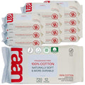 Raan, 100% Cotton Baby & Toddler Wipes, Unbleached, 99% Purified Water, Unscented, EWG verified, Made for Sensitive Skin, Extra Soft and Durable, 12 pack, 720 Count