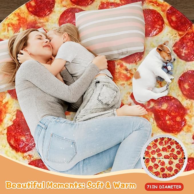 Lhedon Gifts for Men Pizza Blanket Adult Size 71 Inch, Graduation Gifts for Men and Women, from Son, Pepperoni Pizza Food Blanket for Adult, Flannel Throw Blanket Funny Gifts for Boyfriend