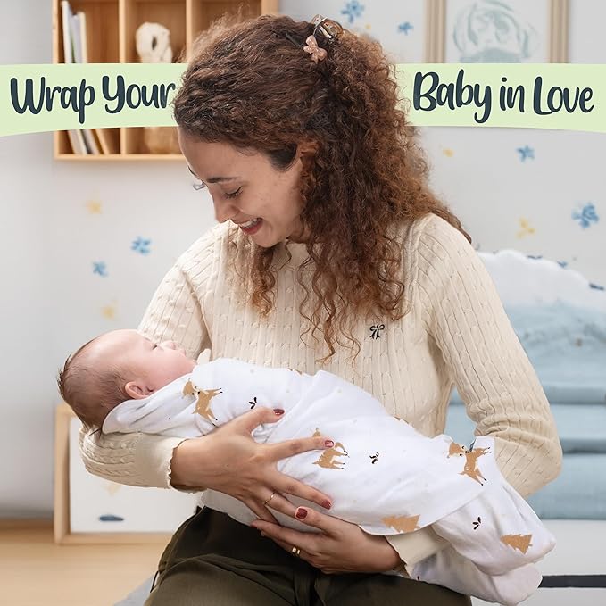 BabySparrow 3 Pack Muslin Swaddle Blankets - Soft, Lightweight, Breathable Cotton Newborn Swaddle, Baby Girl and Baby Boy Receiving Blankets, 47 x 47 Inches, Nursery Essentials