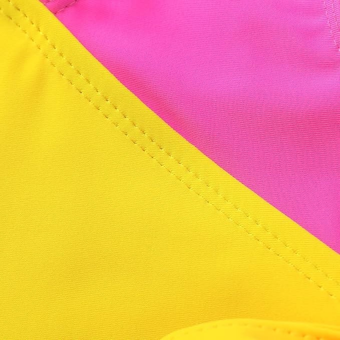 Happy Town Toddler Swimsuit Girl One Piece Bathing Suit Color Block Swimwear Baby Summer Beach Wear