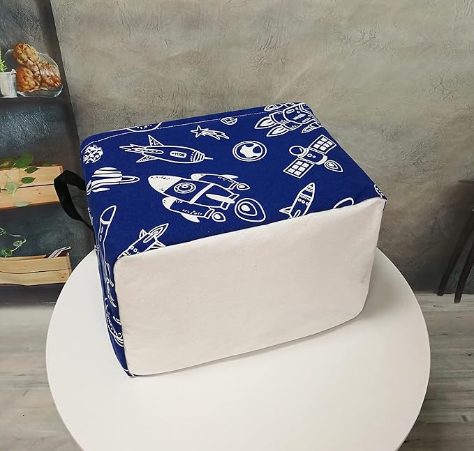 Rectangle Kids Gift Storage Basket Shelf Storage Basket Organizer Box Clothes Laundry Hamper Toys Nursery Basket Baby Laundry Basket with Handles (REC-Navy Spacecraft)