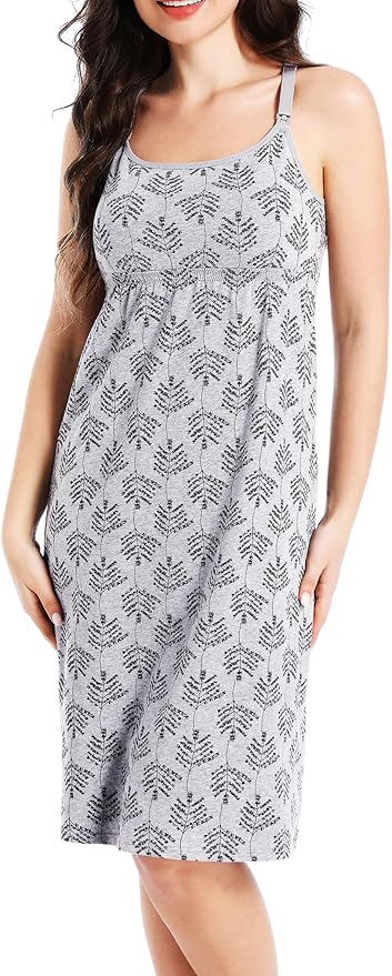 SUIEK 3-Pack Maternity Nursing Nightgown Cotton Breastfeeding Dress Pregnancy Tank Tops Sleepwear