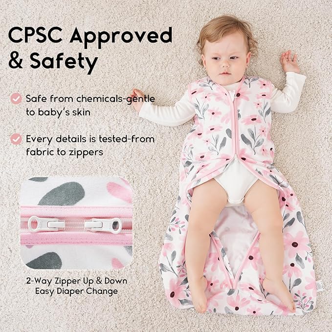 Yoofoss Baby Sleep Sack 12-18 Months 0.5 Tog Wearable Blanket for Baby, 3 Pack 100% Organic Cotton Infant Toddler Sleeping Sack 2-Way Zipper Lightweight Sleep Sack
