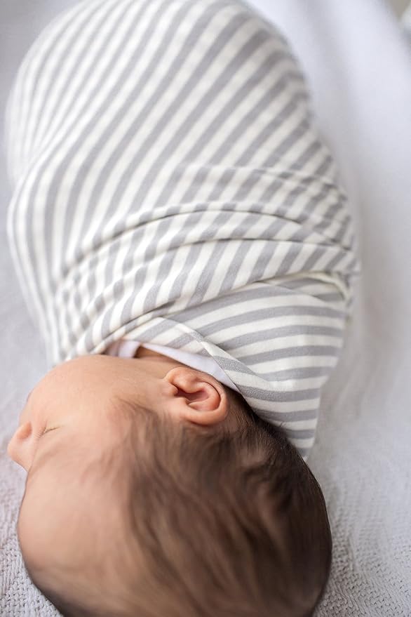 Copper Pearl Large Premium Knit Baby Swaddle Receiving Blanket Grey and White Everest