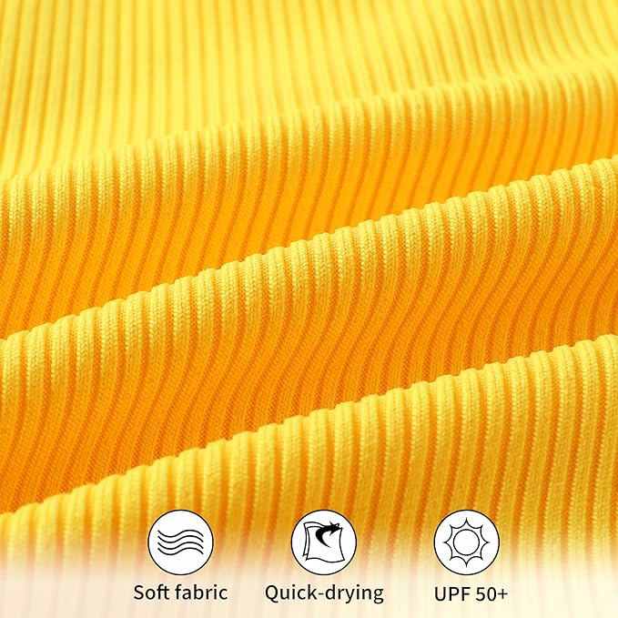 YOUNGER TREE Infant Baby Girls Swimsuit Long Sleeve Swimsuits One Piece Swimsuit Solid Color Bathing Suit with Hat, UPF 50+