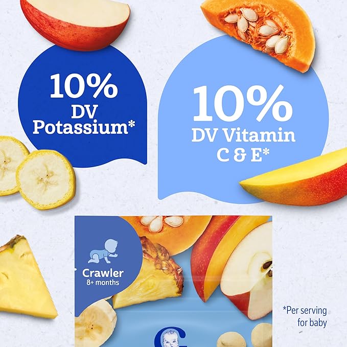Gerber Stage 3 Baby Snacks, Truly Tropical Blend, Fruit & Veggie Melts, Baby Led Feeding, 7PK