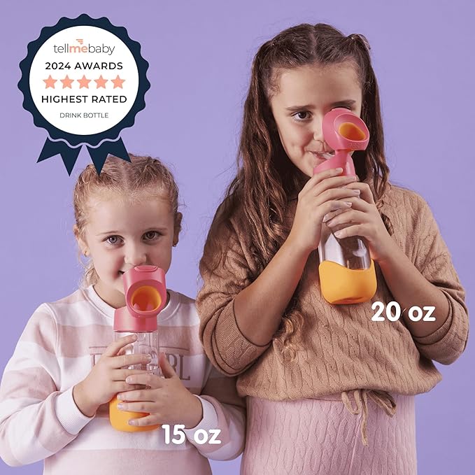 b.box Kids Water Bottle – Tritan Toddler Drink Bottle with Straw for School, Daycare, Travel w/Easy-Grip Triangular Design, Leak Proof Lid & Handle, BPA Free, Dishwasher Safe (Lilac Pop)