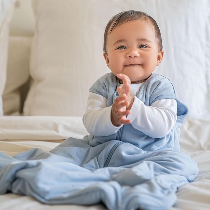 HALO SuperSoft Bamboo Wearable Blanket 1.5 TOG – Buttery Soft, Plush Baby Sleep Sack for Newborns, Infants & Toddlers, Hip-Healthy Design, Machine Washable, 6 – 12 Months, Medium, Blue Fog