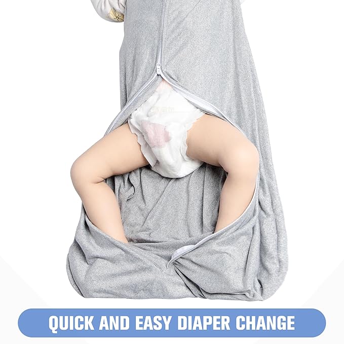 Baby Sleep Sack 12-18 Months Baby Wearable Blanket 100% Rayon Cotton 2-Way Zipper Toddler Sleeping Sack，Comfy Soft Lightweight TOG 0.3(grey)
