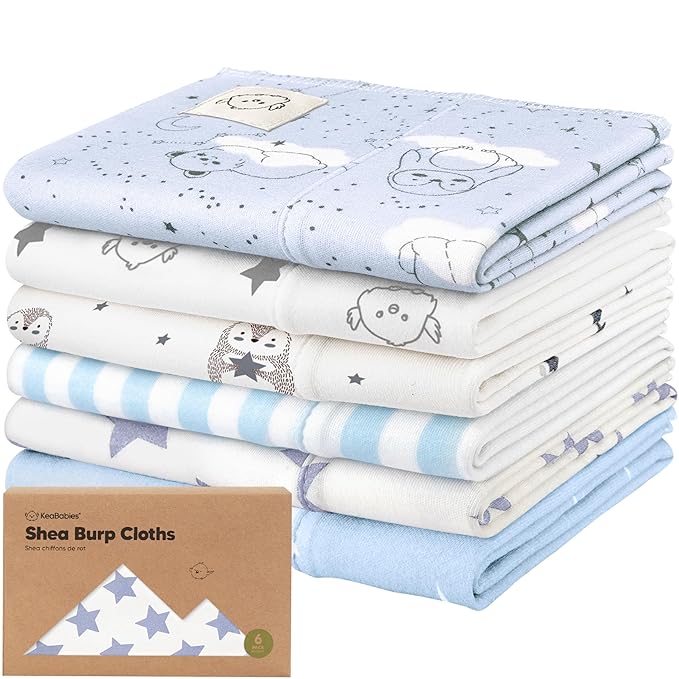 Organic Burp Cloths Baby Boy, Girl - 6-Pack Large Cotton Burping Cloths for Babies, Spit Up Rags, Super Absorbent, Ultra Soft Newborn Rag, Gender Neutral, Machine Washable, Durable(Constellation)