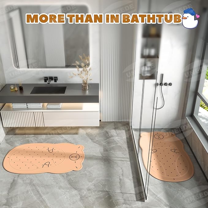 UNEEDE Kids Bathtub Mat Non Slip Shower Mat for Toddlers, Washable Anti Slip Tub Surface, Soft Rubber Mat for Bathtub Shower, Waterproof Bathtub Essentials for Children