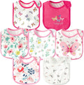 7Pcs Cotton Waterproof Baby Bibs Hook Loop Closure Newborn Bib Keepsake Baby Gift for Drooling Feeding Eating