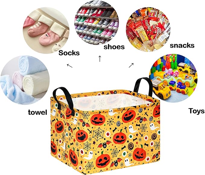 Ghost Happy Halloween Kids Gift Shelf Storage Basket Organizer Box Clothes Laundry Hamper Toys Nursery Basket Baby Laundry Basket with Handles