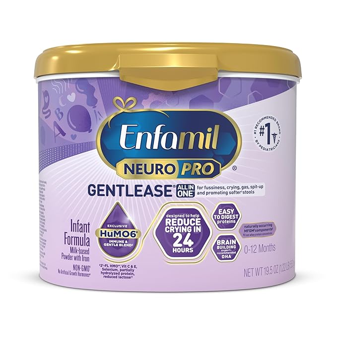 Enfamil NeuroPro Gentlease for easing Fussiness, Crying, Gas, Spit-up in 24 Hrs, Smaller Proteins for Easy Digestion, Brain Supporting DHA, HuMO6* Immune Blend, Baby Formula, 19.5 Oz