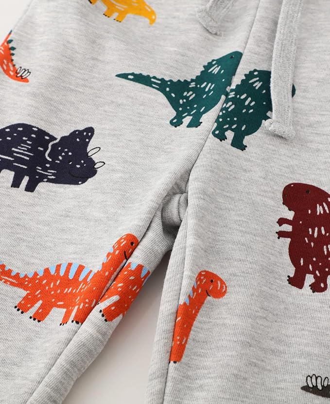 LOKTARC 2 Pack Boys Drawstring Sweatpants Cute Pattern Cotton Sport Jogger Pants